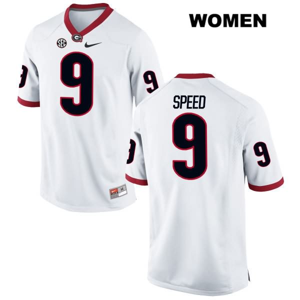 Georgia Bulldogs Women's Ameer Speed #9 NCAA Authentic White Nike Stitched College Football Jersey GTK7156LH